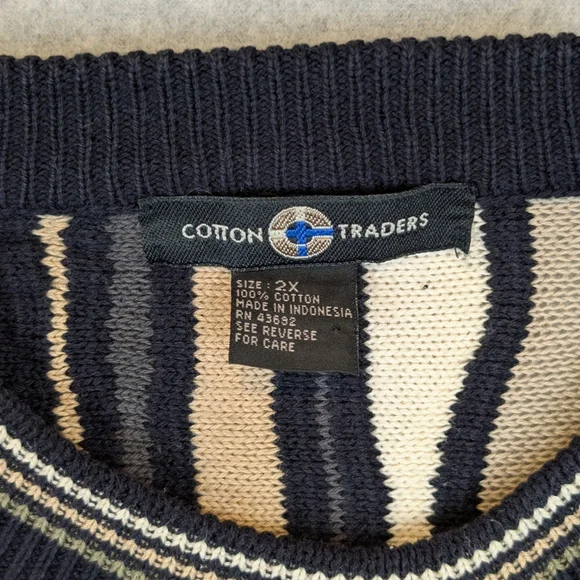 Vintage Cotton Traders Men’s 2XL 3D Knit Sweater Coogi Style Cosby Biggie VTG Crewneck